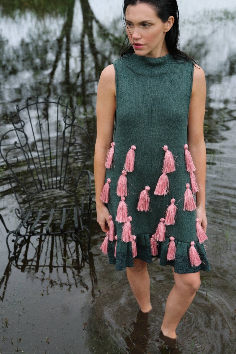 Cush Cush Dress Petróleo / Rosa