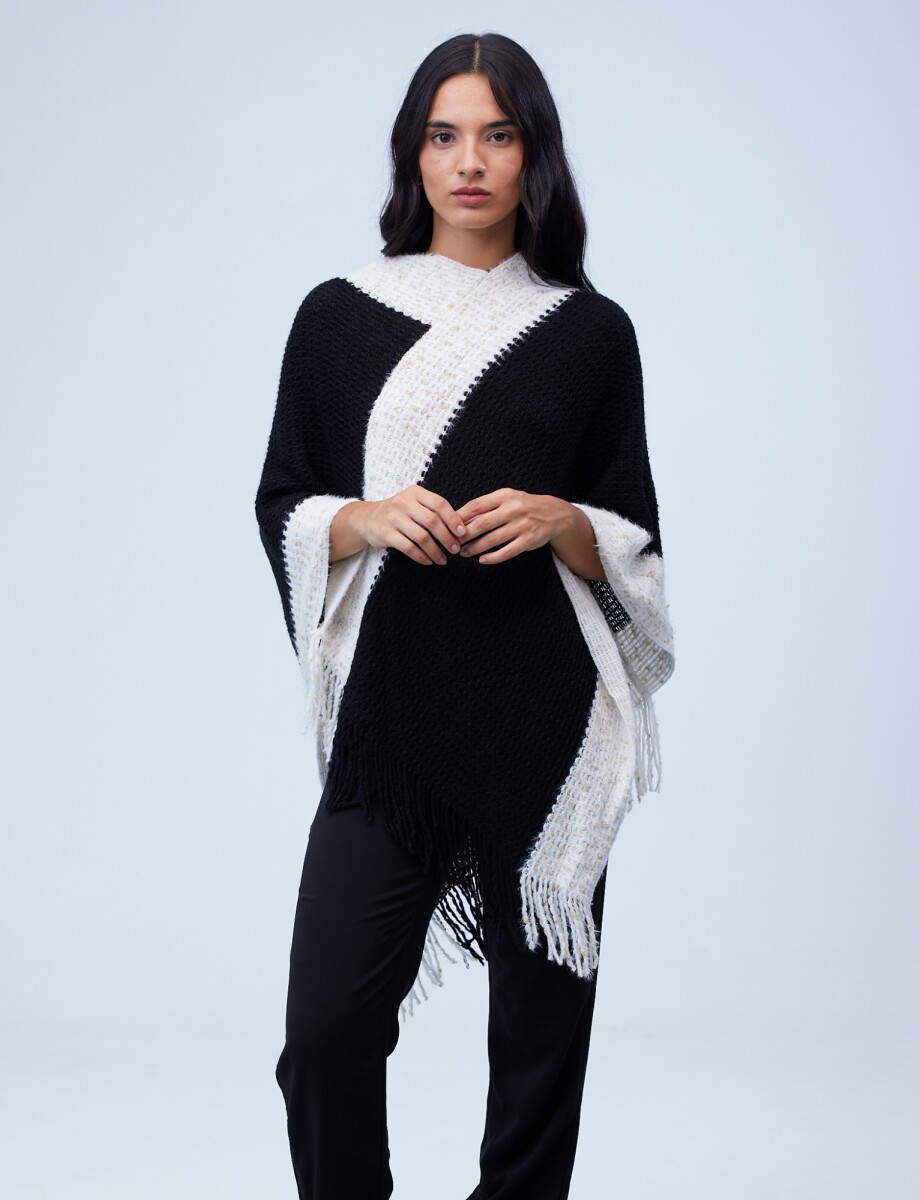 Poncho Brillo - Negro/blanco 