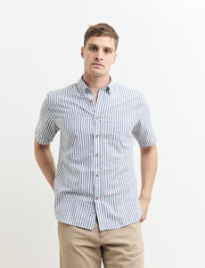 012635 CAMISA HARRINGTON LABEL Blanco/azul Osc