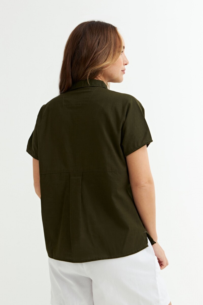 Camisa sin mangas lino VERDE OSCURO