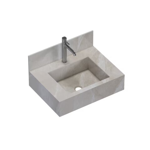 Mueble de baño suspendido de porcelanato Beige Napoles 60 cm con bacha incorporada Mueble De Baño Suspendido De Porcelanato Beige Napoles 60 Cm Con Bacha Incorporada