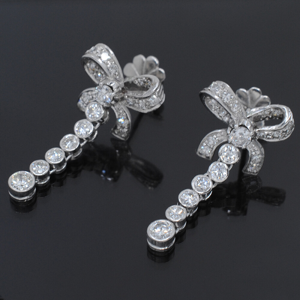 Caravanas Oro Blanco 18K Y Brillantes Caravanas Oro Blanco 18K Y Brillantes