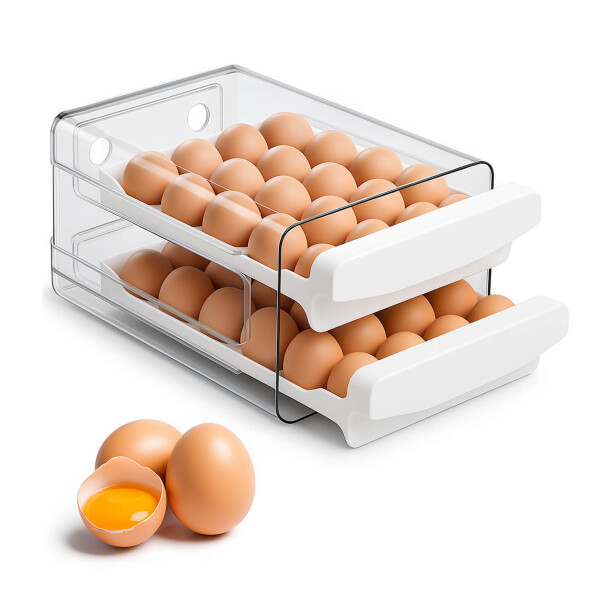 Huevera Caja Almacenamiento De Huevos Doble Capa 40 Unidades Organizador refrigerador cocina IMBACK Color Blanco Huevera Caja Almacenamiento De Huevos Doble Capa 40 Unidades Organizador refrigerador cocina IMBACK Color Blanco