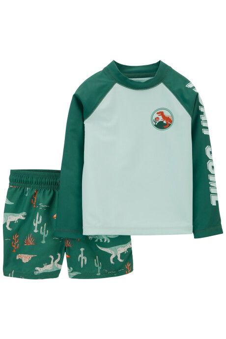 Traje de baño dos piezas con protección UPF 50+ diseño dinos Sin color