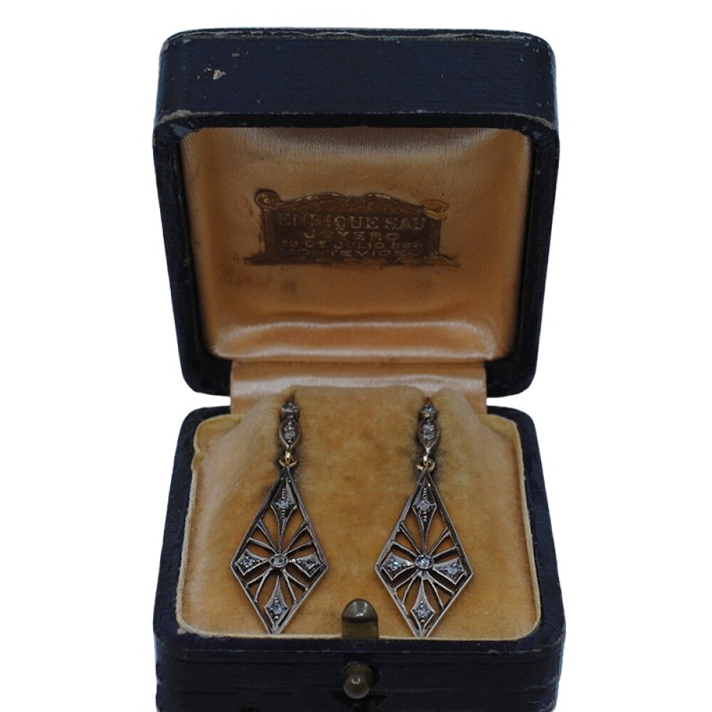 Caravanas Antiguas En Oro 18K Y Diamantes Caravanas Antiguas En Oro 18K Y Diamantes