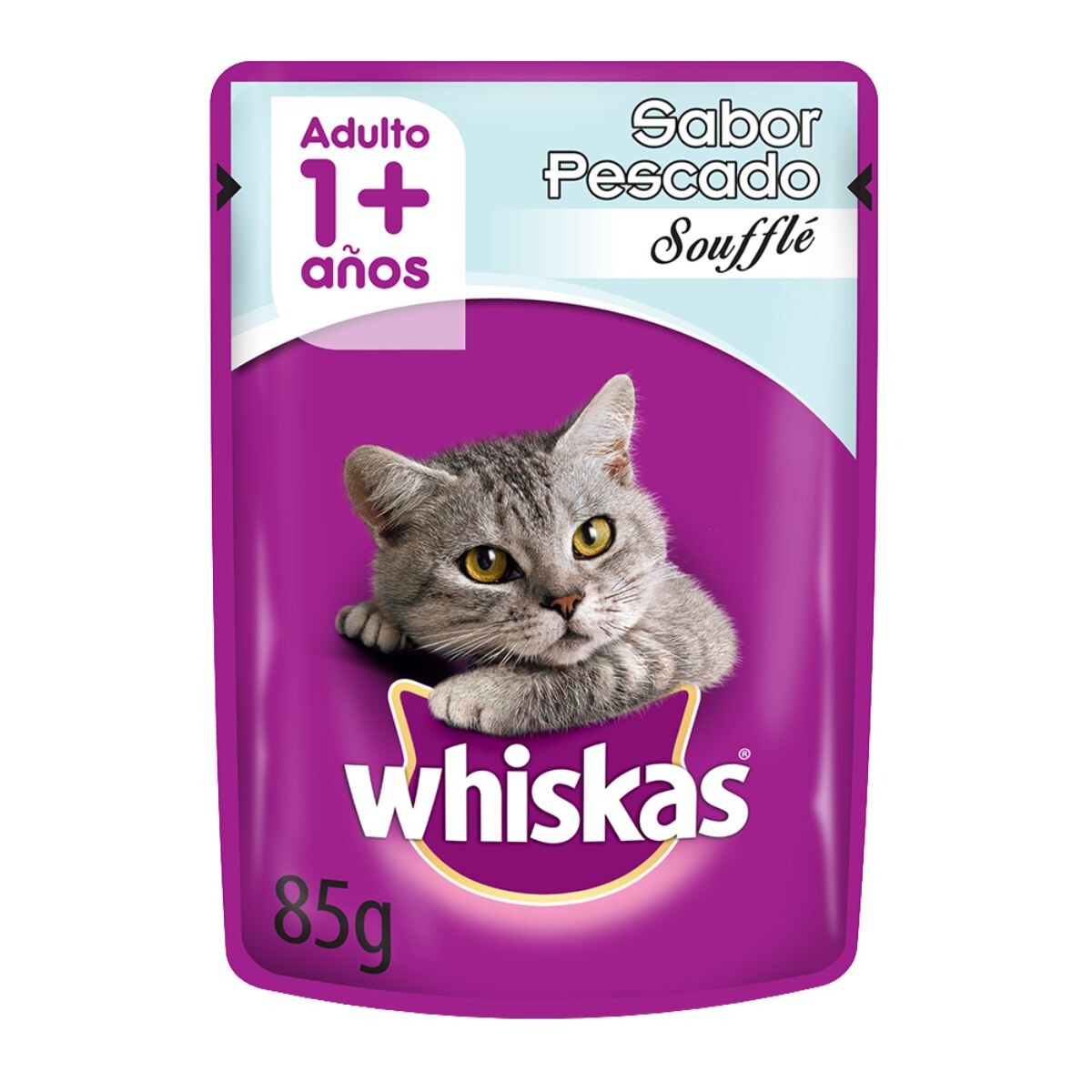 WHISKAS EN SALSA SOUFFLE - PESCADO ALIMENTO HUMEDO 85 GR 