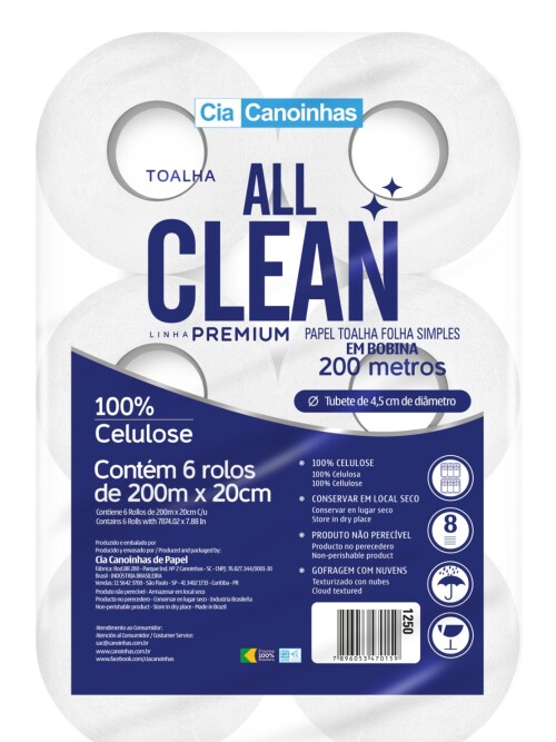 Toalla mano All Clean 6r x 200mts Toalla mano All Clean 6r x 200mts