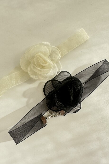 CHOKER FLEUR TUL BLACK