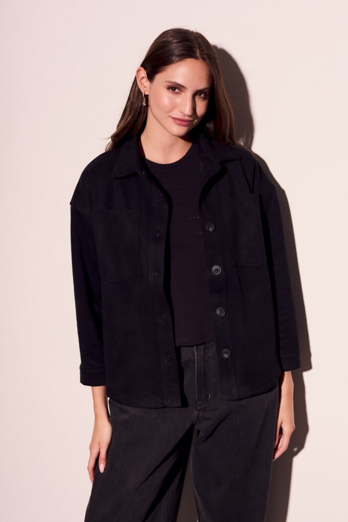 Sobrecamisa Gamuza Cuero Vegano Negro