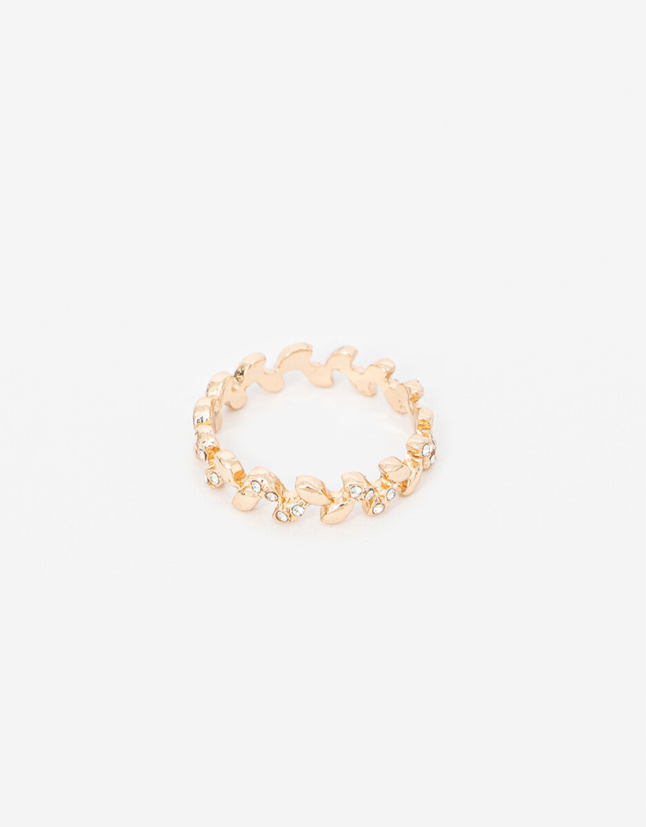 Anillo Hojitas Strass 