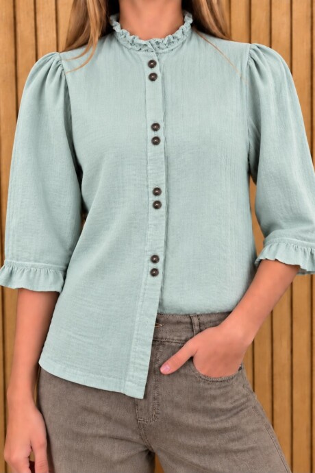 Camisa Carlita Volados Verde Menta