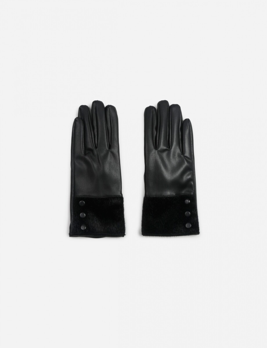 Guantes con detalle suede y botones - negro 