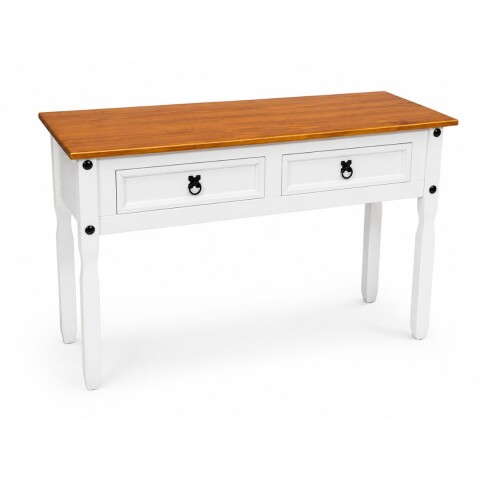 Consola 2 Cajones Linea Mexicana Blanca/Caramelo | Brillante Hogar Consola 2 Cajones Linea Mexicana Blanca/Caramelo | Brillante Hogar
