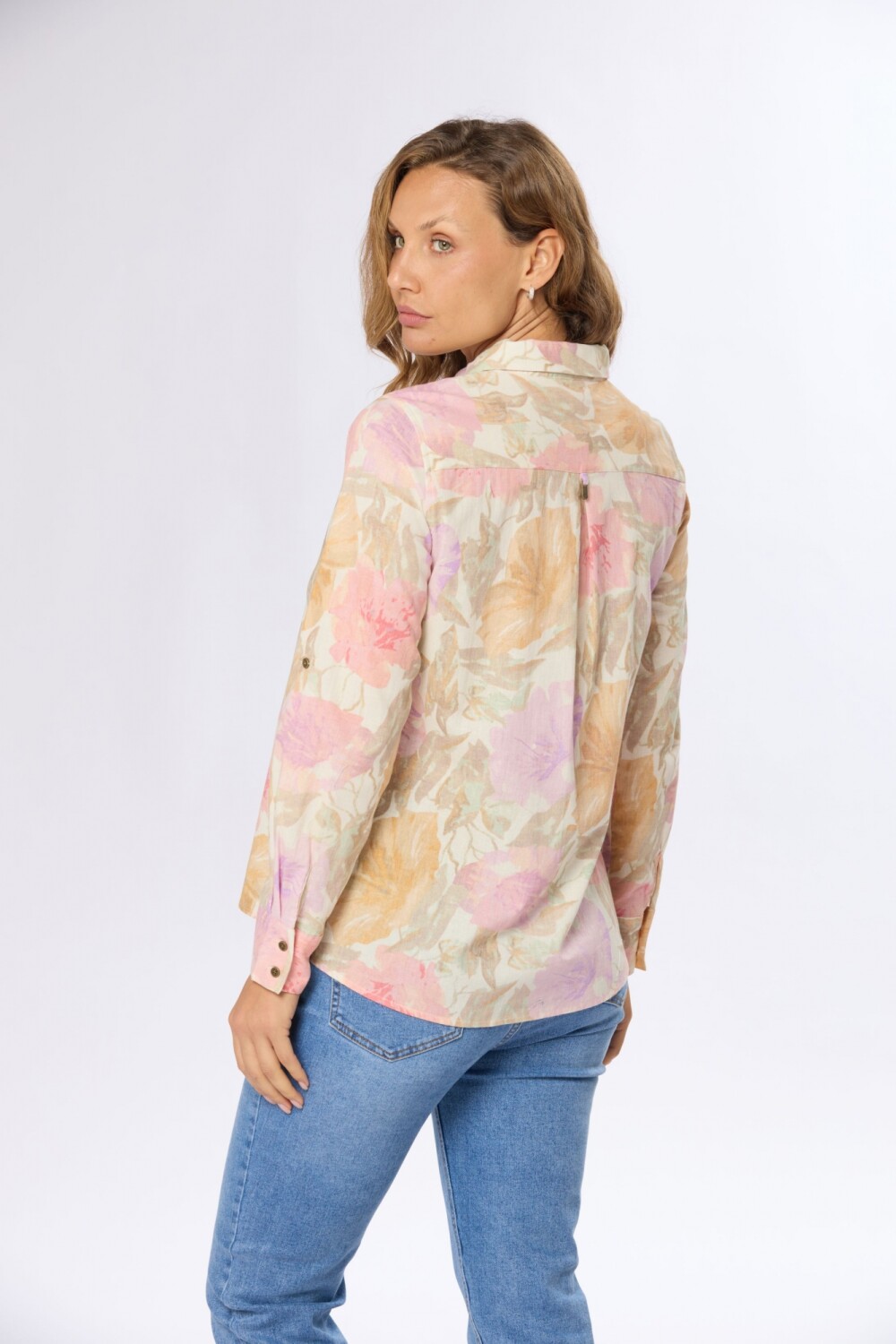 CAMISA DE LINO ESTAPADA Rosa