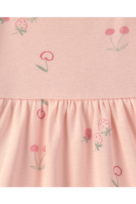 Pack dos vestidos de algodón, rosados, diseño frutillas Sin color