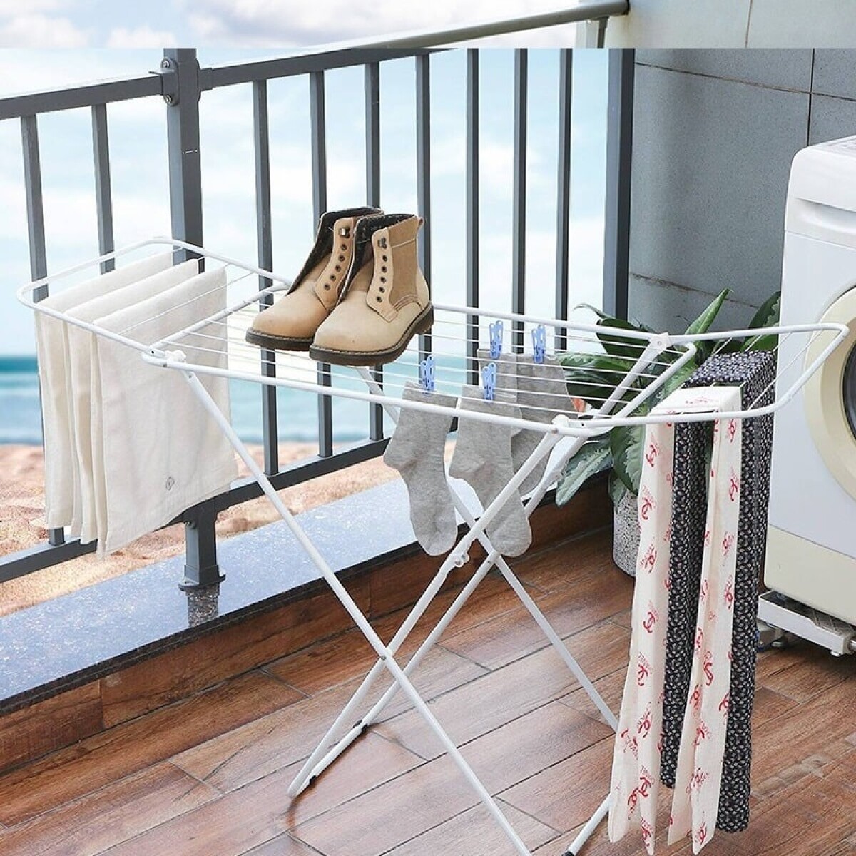 Tendedero para secar ropa de pie plegable 144cm 