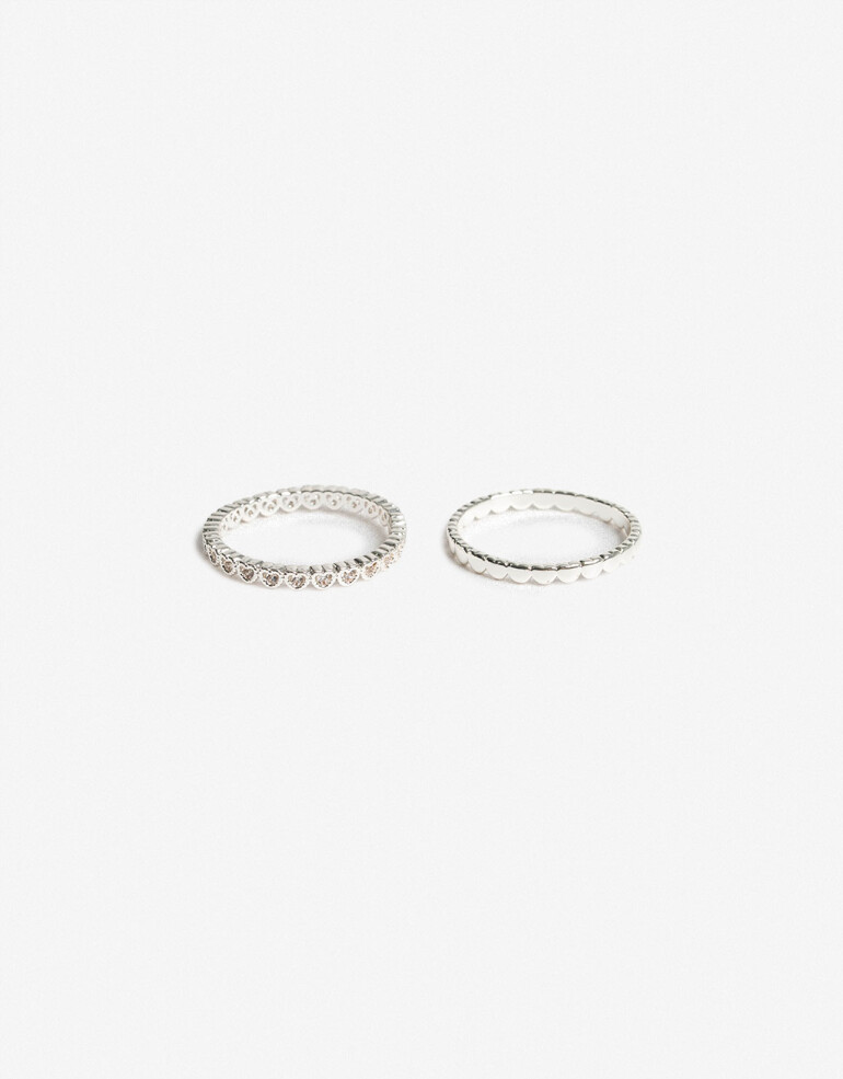 Sets Anillos Strass Set De Anillos Corazón Cubic - Plateado