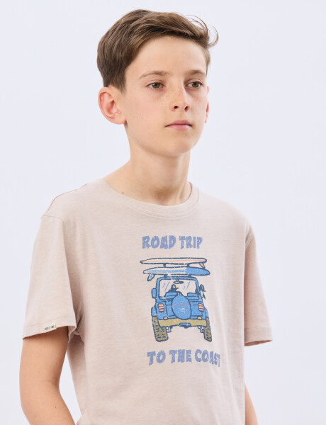 REMERA ESTAMPADA DE ALGODÓN Beige