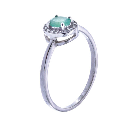 Anillo de Plata Rodinada, Esmeralda y circonias Anillo de Plata Rodinada, Esmeralda y circonias