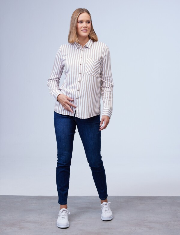 Camisa Lineas BEIGE/MULTI