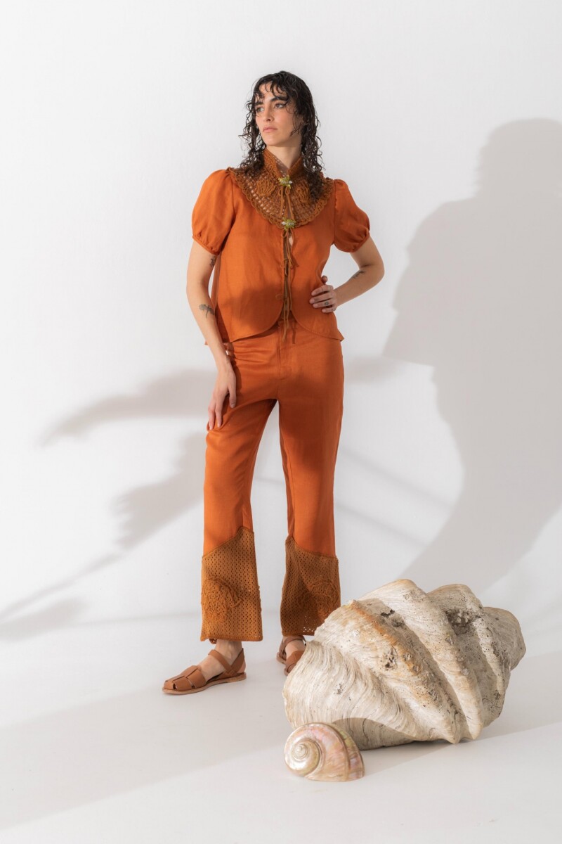 PANTALON BEA CROCHET Terracota
