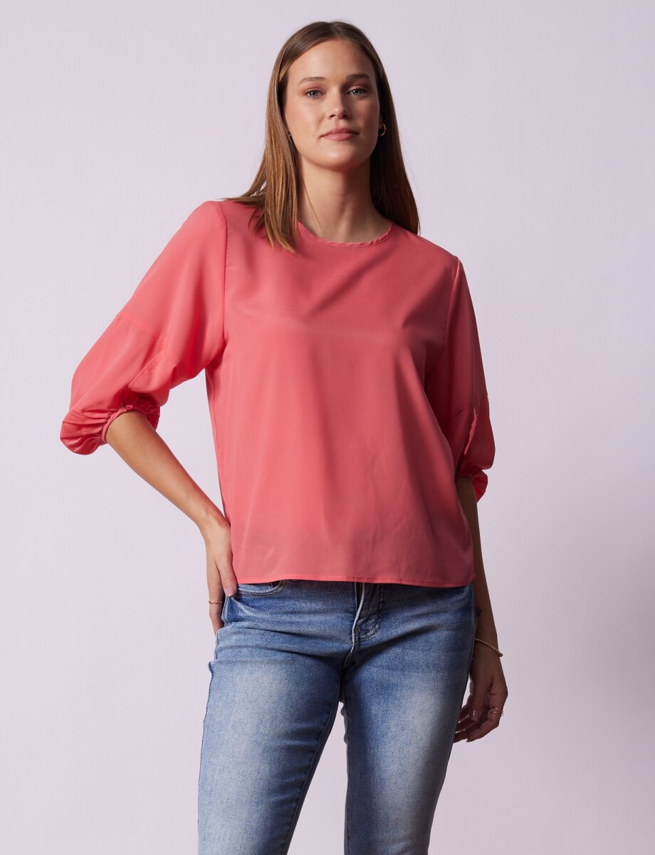 Blusa Manga Balloon - Coral 