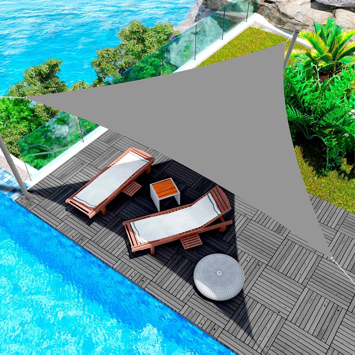 Lona vela triangular en malla sombra 3,6 mts - GRIS 