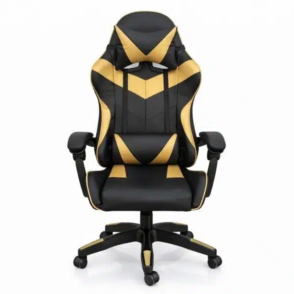 Silla Gamer Ergonómica con Masajes Negra y Dorada 