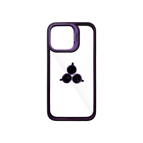 Case Transparente con Borde de Color y Protector de Lente Iphone 14 Violeta