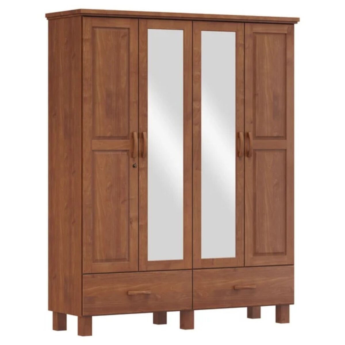 Ropero 4 Ptas 2 Caj c/Espejo Finestra Bronce Madera Maciza 