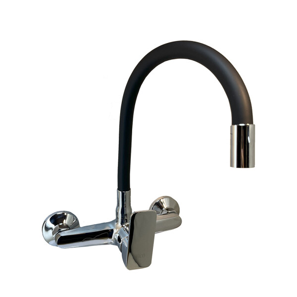 MONOC. D/COCINA 20CM PICO GOMA NEGRO BRONCE CROMADO 35MM WICO Monoc. D/cocina 20cm Pico Goma Negro Bronce Cromado 35mm Wico