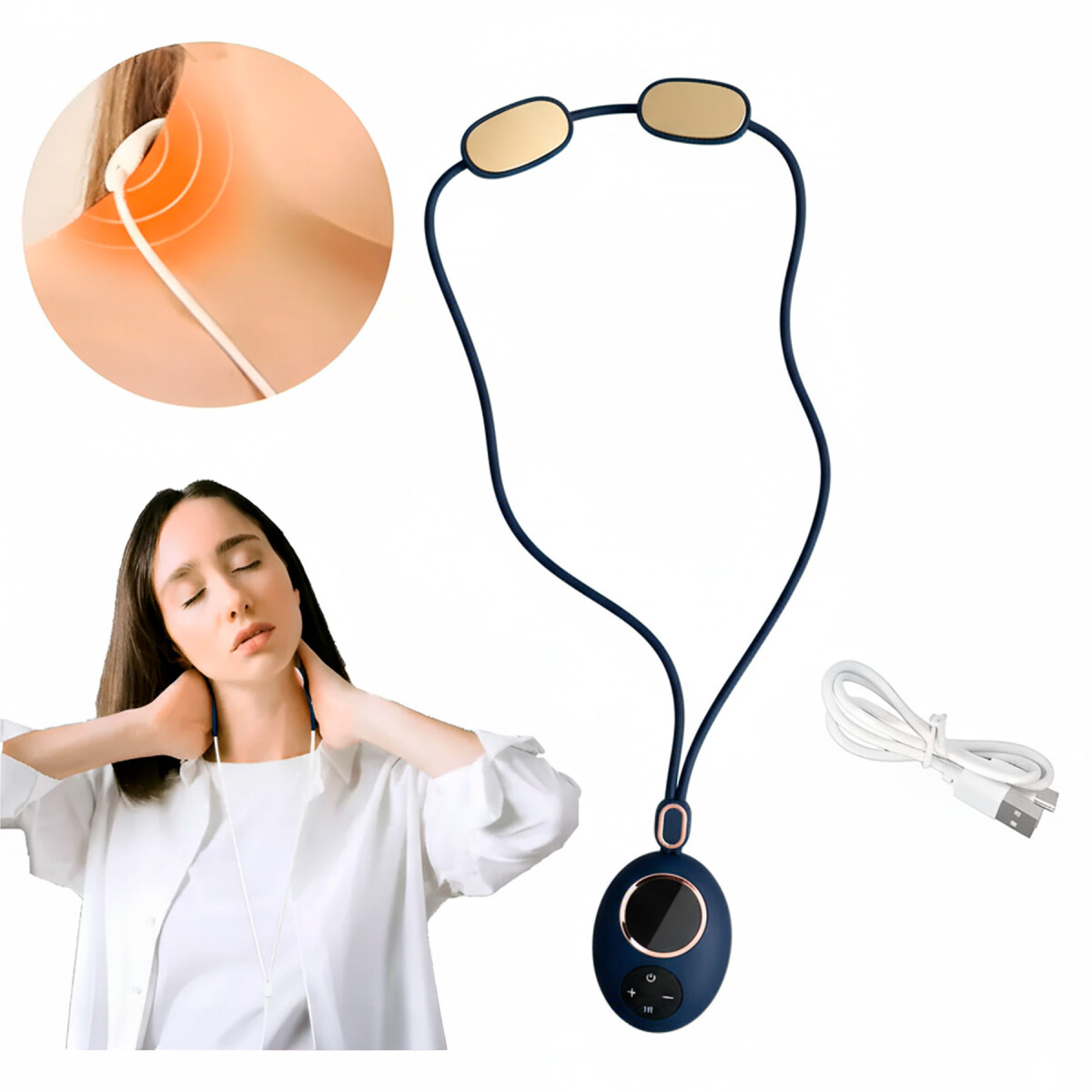 Masajeador de Cuello Colgante Eléctrico con Calor 5 Modos - COLOR AZUL 