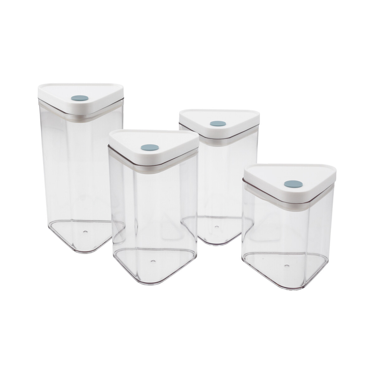 Set De 4 Frascos Hermeticos Plasticos Triangulares Con Tapa 