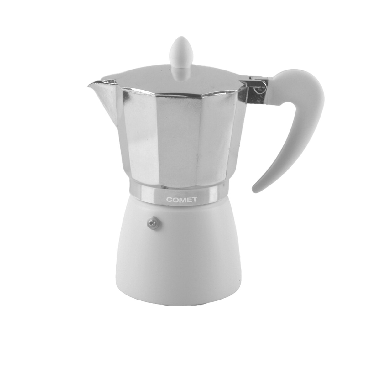 Cafetera Italiana Comet 6 Tazas Aluminio Mango Ergonómico - Blanco 