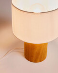 Lámpara de mesa Bianella de pana beige de pana mostaza