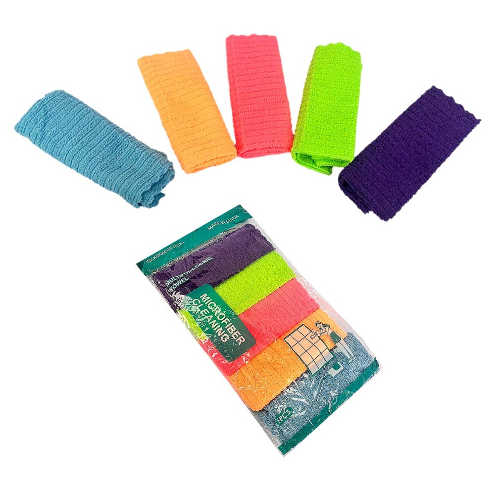 Set de 5 paños toallas microfibra 30x30 cm Set de 5 paños toallas microfibra 30x30 cm