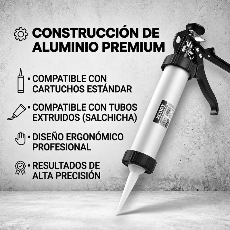 XCORT PISTOLA APLICAR SILICONA INDUSTRIAL ALUMINIO 9 PULGADA Xcort Pistola Aplicar Silicona Industrial Aluminio 9 Pulgada