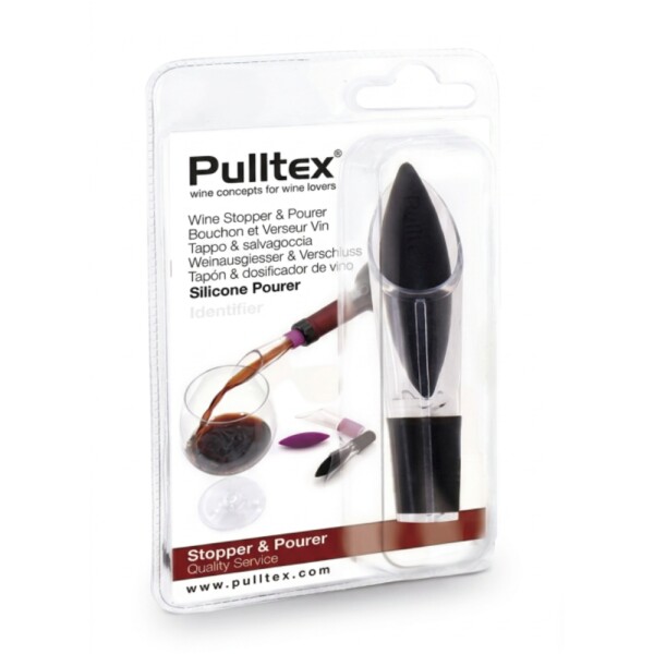 Pulltex Tapon Y Dosificador De Vino Negro Pulltex Tapon Y Dosificador De Vino Negro