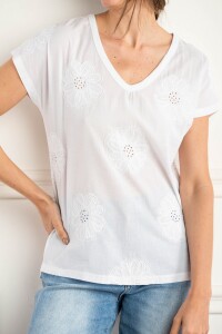 Remera Esocte V Algodón Soft Blanco