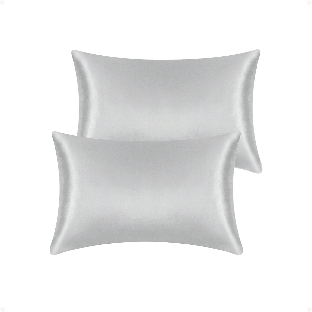 Funda Almohada De SatÃ­n SatÃ©n Tipo Seda Suave - Gris Claro 