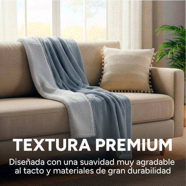 Frazada Manta Polar Con Corderito Acolchado 2 Plazas 230x200 Color Variante Gris