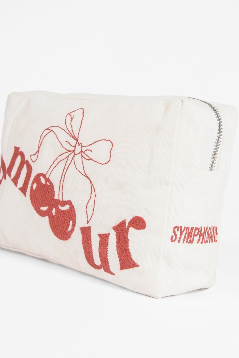 Estuche bordado amour crudo