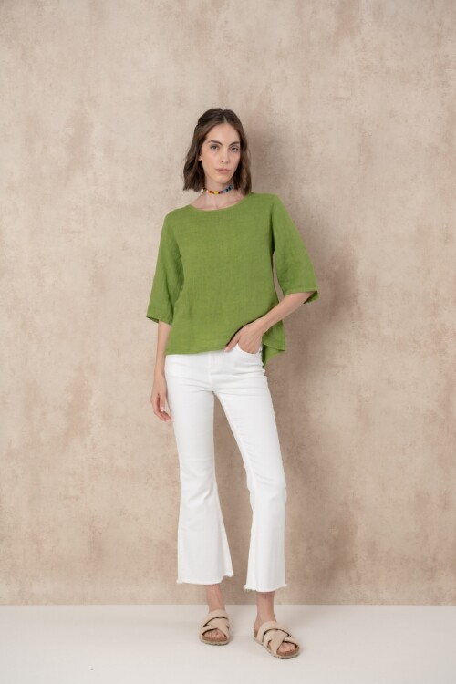 Blusa en lino Verde italia