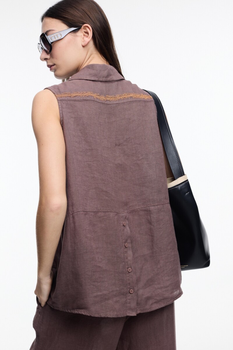 CAMISA SIN MANGAS Marron