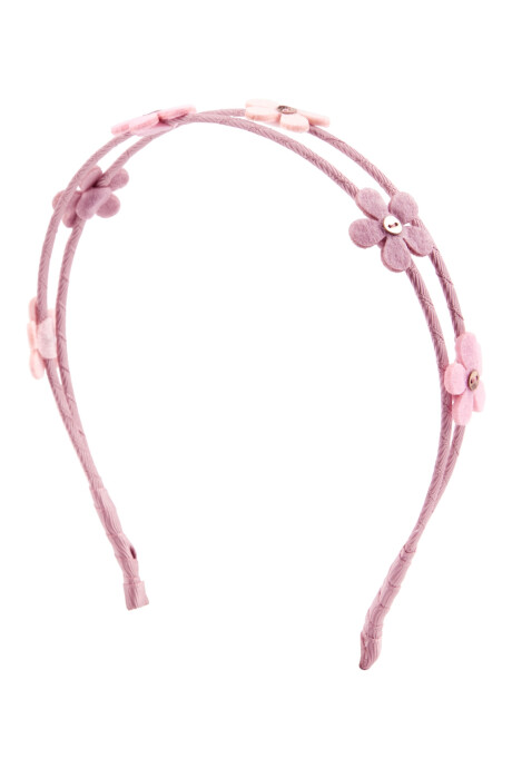 Vincha rosada, diseño floral Sin color