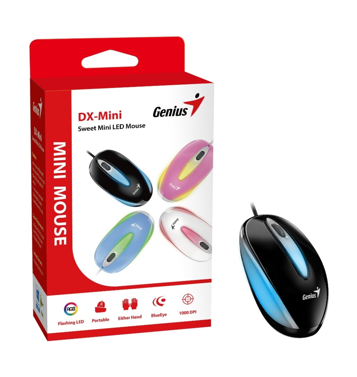 Mouse Genius Dx-mini Led Blanco Rgb - NEGRO 