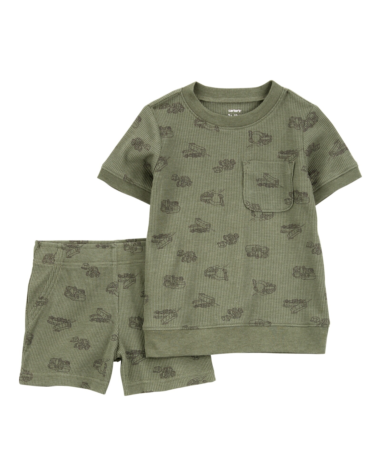 Set dos piezas de algodón, short y remera, diseño construcción Sin color