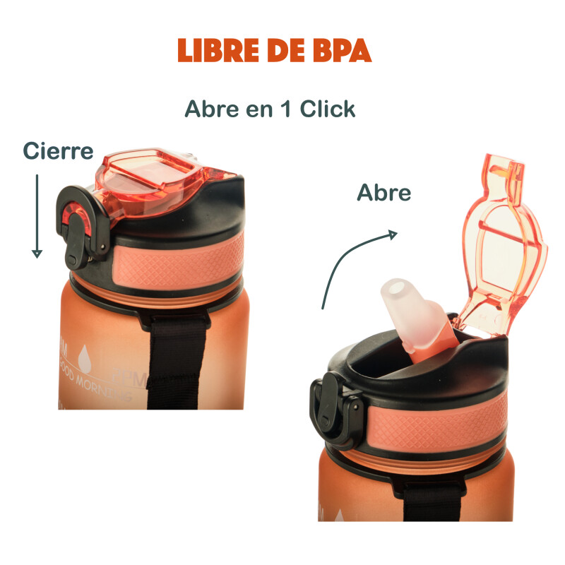 Botella De Agua Tritan Premium Libre Bpa Irrompible 1L Naranja