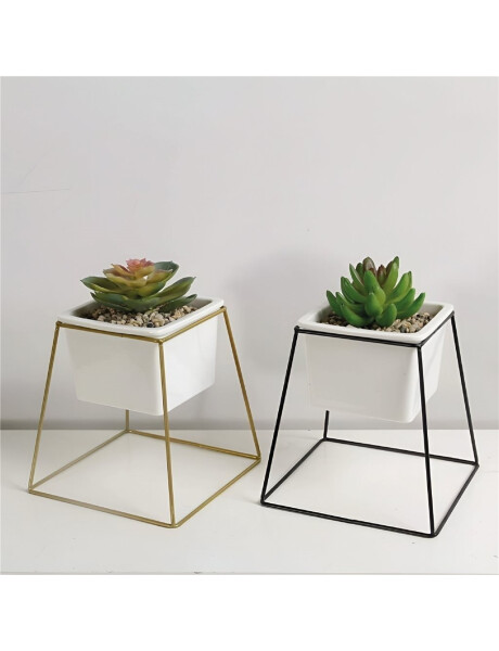 MACETA CERAMICA CUAD. 11x11x16CM BLANCO/NEGRO MACETA CERAMICA CUAD. 11x11x16CM BLANCO/NEGRO