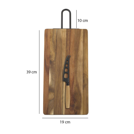 Set Cocina c/Tabla Madera Acacia y Mango + Cuchillo de Queso Natural